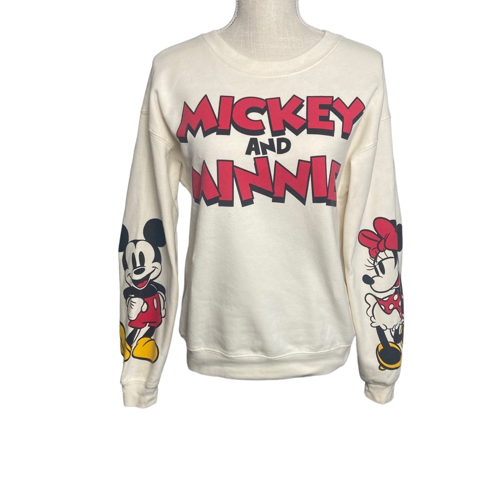 Disney Mickey and Minnie Long Sleeve Fleece Sweatshirt Juniors Medium oversized
